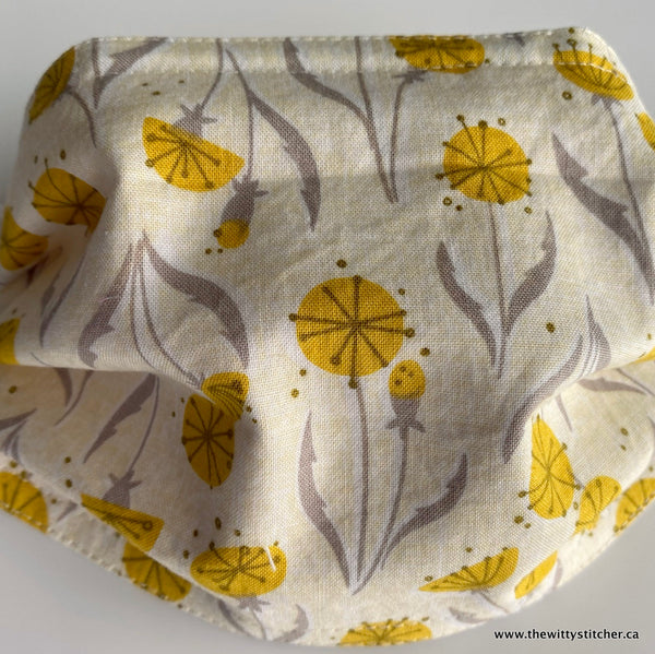 LAST CALL! FLORAL Cotton Face Mask - YELLOW DANDELIONS - Only 2 Left!