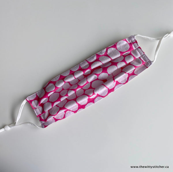 Cotton Face Mask - FUSCIA PINK BIG DOTS