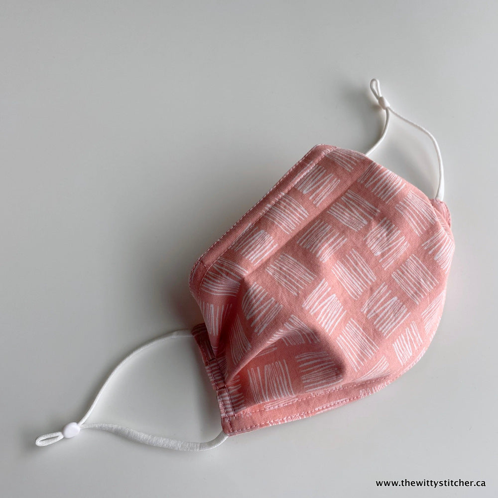 LAST CALL! Cotton Face Mask - PEACHY SQUARE SKETCH - ONLY 2 LEFT!