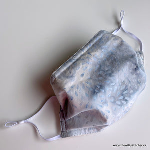 BATIK Cloth Face Mask - BLUE-GREY STARBURST