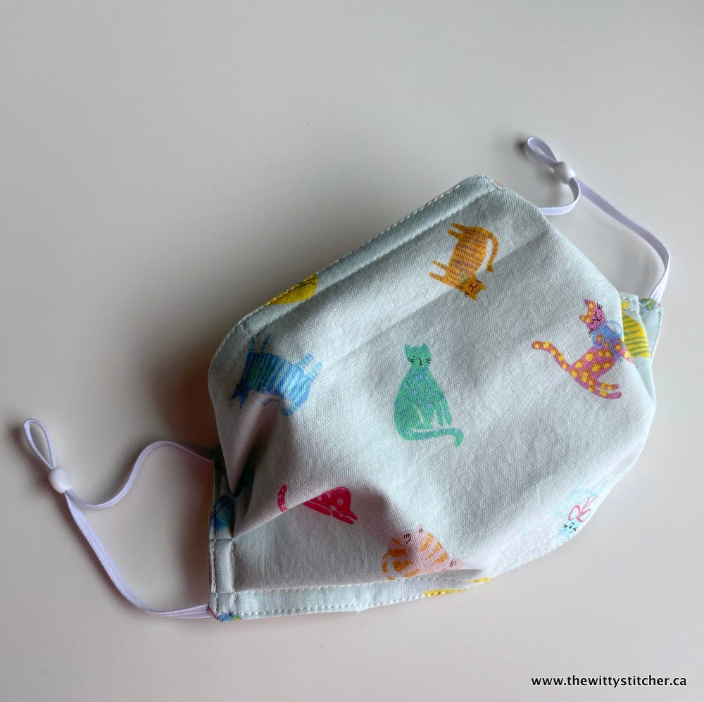 ANIMALS Cloth Face Mask - AQUA PRETTY KITTIES