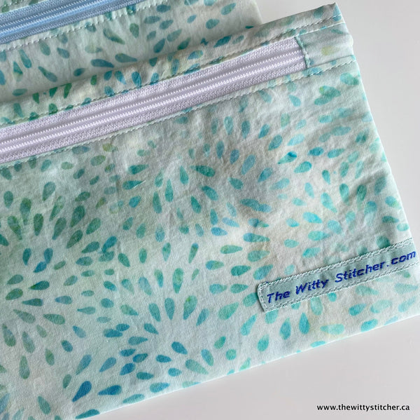 LAST CALL! Zippered Fabric Pouch - AQUA STARBURST - ONLY 3 Single Zips LEFT!