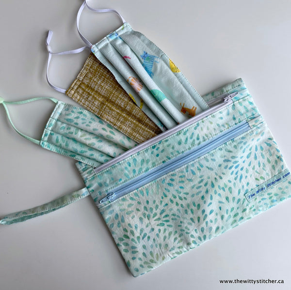 LAST CALL! Zippered Fabric Pouch - AQUA STARBURST - ONLY 3 Single Zips LEFT!