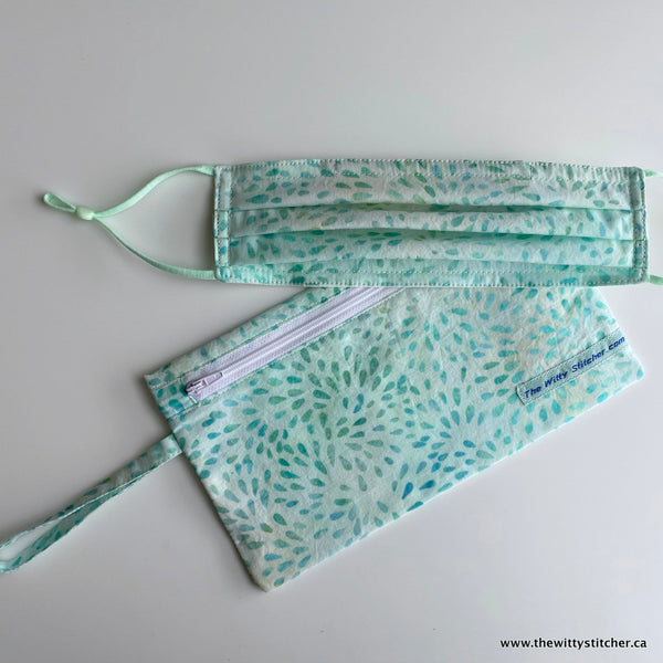 LAST CALL! Zippered Fabric Pouch - AQUA STARBURST - ONLY 3 Single Zips LEFT!