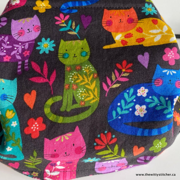 ANIMALS Cotton Face Mask - BLACK RAINBOW FOLK CATS