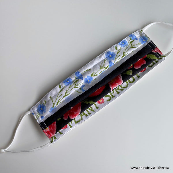 FLORAL Cotton Face Mask - POPPIES & HUMMINGBIRDS