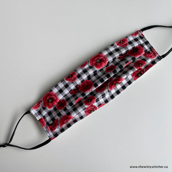 OH! CANADA! Cotton Face Mask - GINGHAM POPPIES
