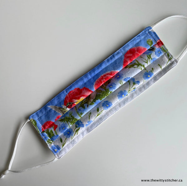 FLORAL Cotton Face Mask - POPPIES & HUMMINGBIRDS