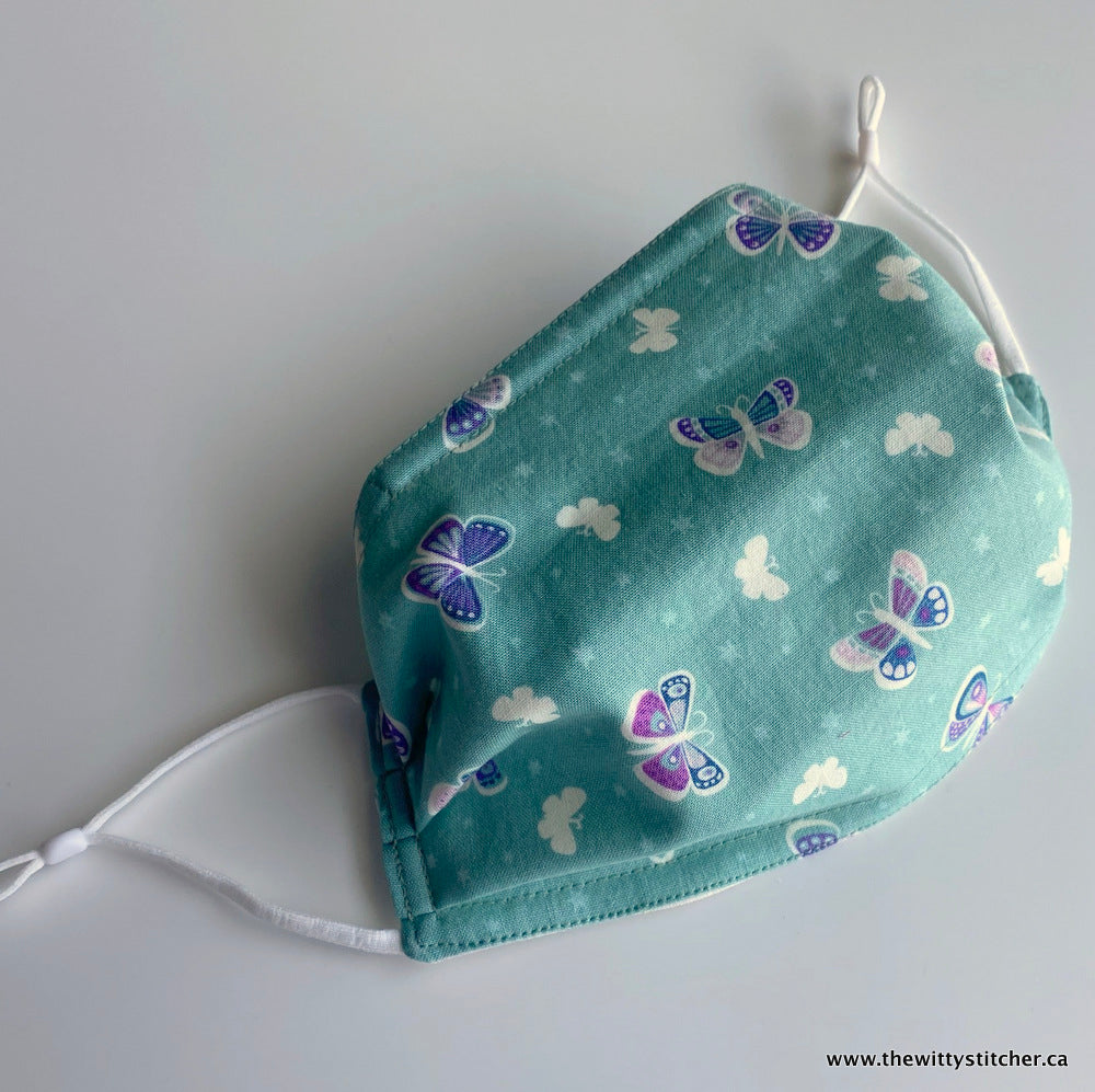 ANIMALS Cotton Face Mask - GLOW-IN-THE-DARK BUTTERFLIES