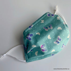 ANIMALS Cotton Face Mask - GLOW-IN-THE-DARK BUTTERFLIES