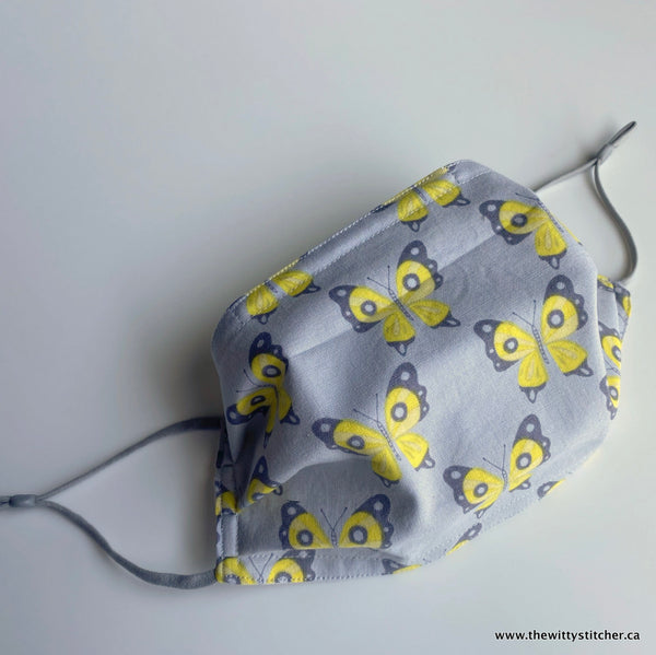 LAST CALL! ANIMALS Cotton Face Mask - YELLOW BUTTERFLIES - Only 1 Adult & Kids Large Left!