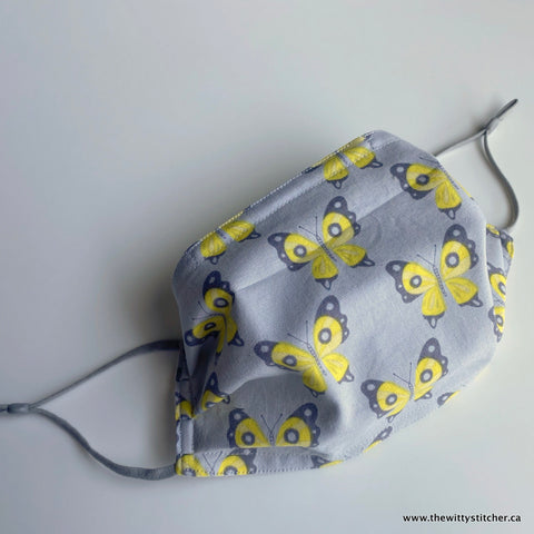 LAST CALL! ANIMALS Cotton Face Mask - YELLOW BUTTERFLIES - Only 1 Adult & Kids Large Left!