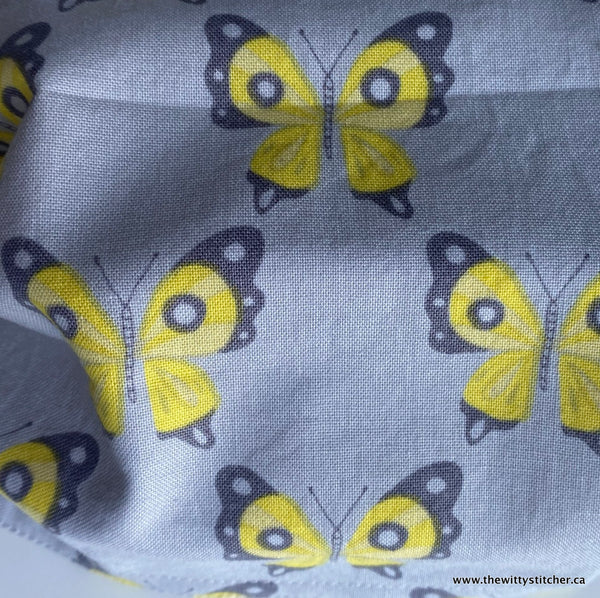 LAST CALL! ANIMALS Cotton Face Mask - YELLOW BUTTERFLIES - Only 1 Adult & Kids Large Left!