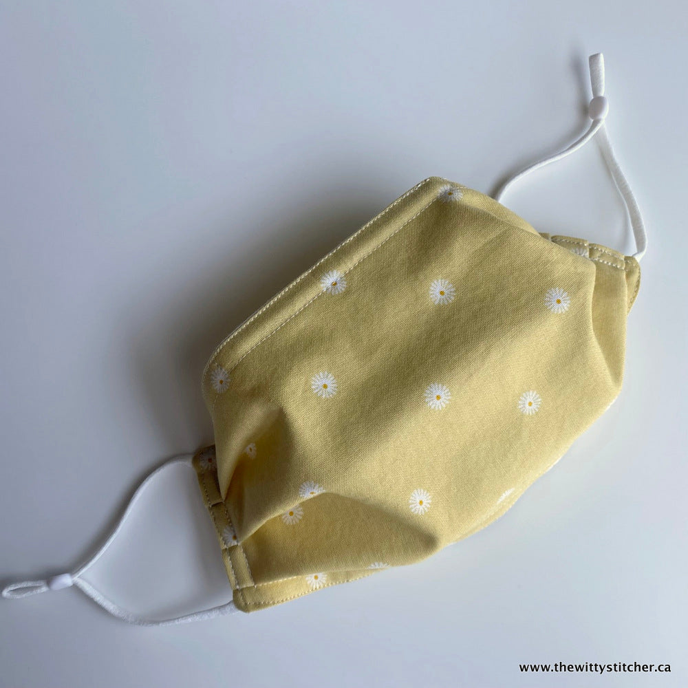 FLORAL Cotton Face Mask - TINY YELLOW DAISIES