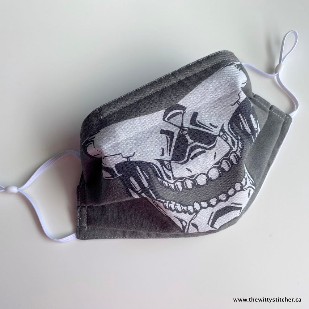 PRE-PRINTED Cotton Face Mask - STEEL SKULL