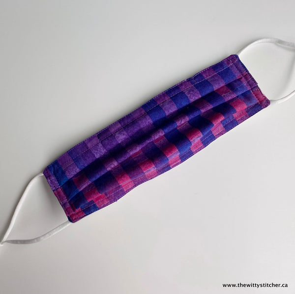 BATIK Cotton Face Mask - PURPLE & BLUE PLAID