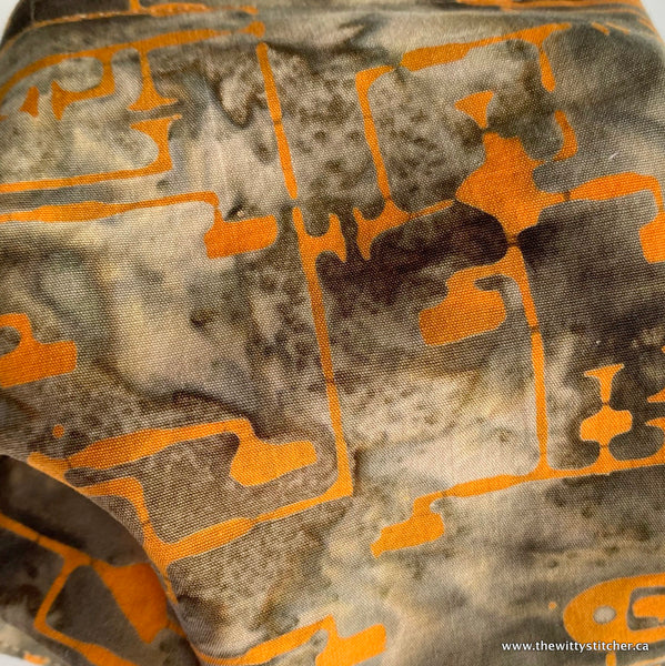 LAST CALL! BATIK Cotton Face Mask - OLIVE & ORANGE TECHNO - Only 3 Left!