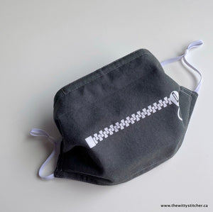 PRE-PRINTED Cotton Face Mask - GREY ZIP IT!