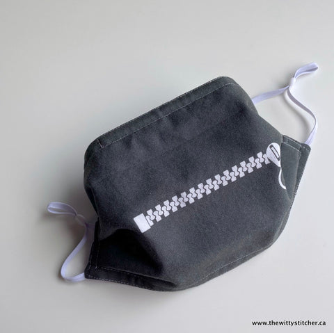 PRE-PRINTED Cotton Face Mask - GREY ZIP IT!