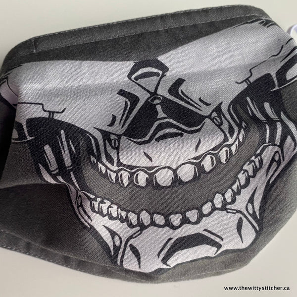PRE-PRINTED Cotton Face Mask - STEEL SKULL