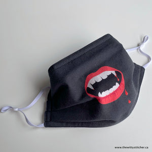 PRE-PRINTED Cotton Face Mask - BLOODY VAMPIRE TEETH