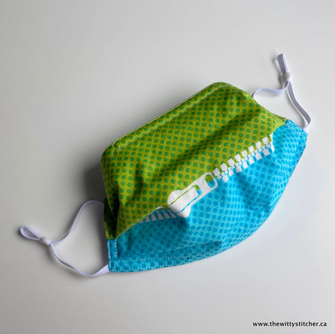 LAST CALL! PRE-PRINTED Cotton Face Mask - LIME TURQUOISE ZIP IT! - Only 3 Left!