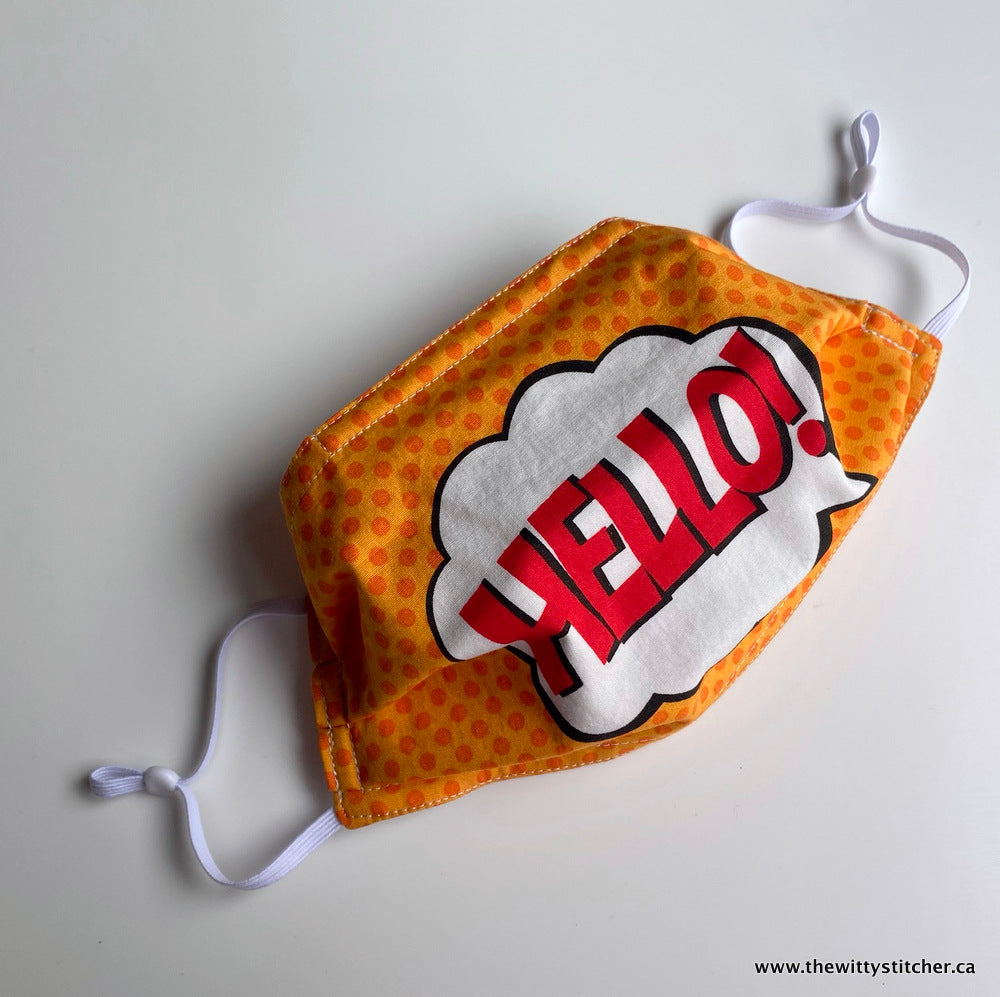 PRE-PRINTED Cotton Face Mask - ORANGE HELLO!