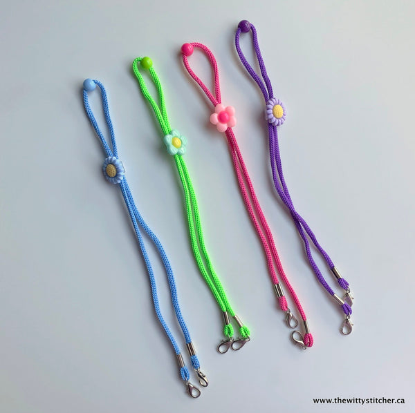 LAST CAL! 9.5" ADJUSTABLE Face Mask LANYARD - BLUE FLOWER - Only 1 Left!