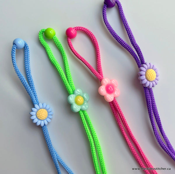 LAST CAL! 9.5" ADJUSTABLE Face Mask LANYARD - BLUE FLOWER - Only 1 Left!