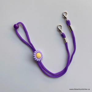 9.5" ADJUSTABLE Face Mask LANYARD - PURPLE FLOWER - Only 2 Left!