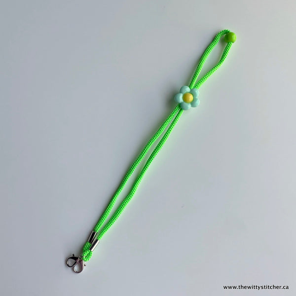 9.5" ADJUSTABLE Face Mask LANYARD - LIME FLOWER - Only 2 left!