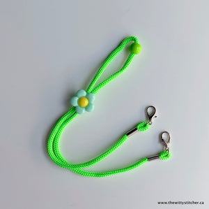 9.5" ADJUSTABLE Face Mask LANYARD - LIME FLOWER - Only 2 left!