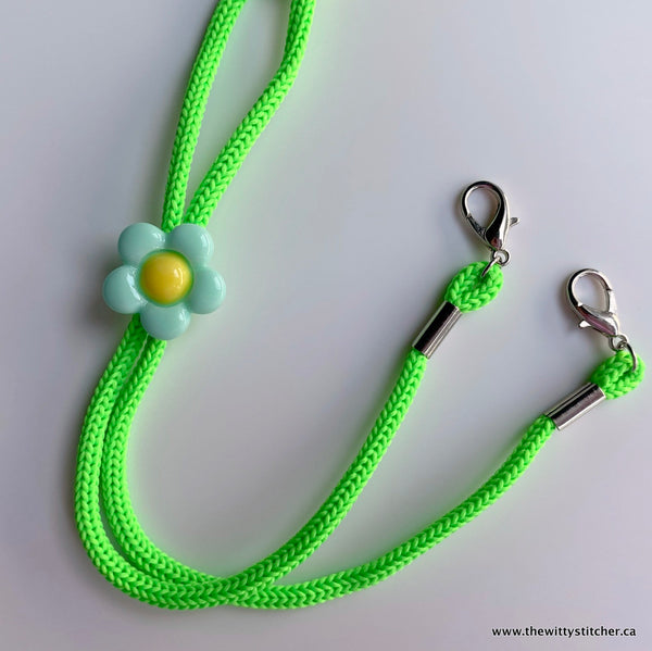 9.5" ADJUSTABLE Face Mask LANYARD - LIME FLOWER - Only 2 left!