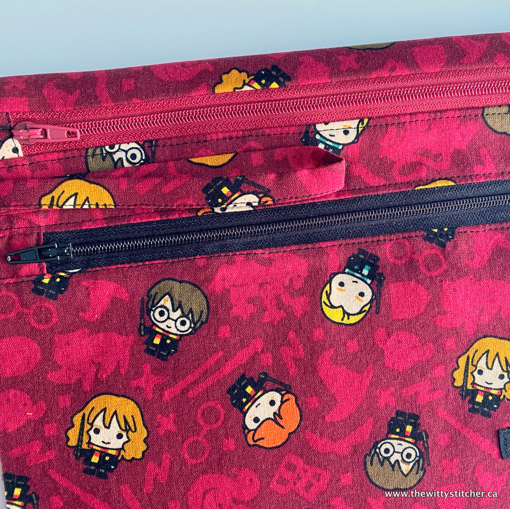 LAST CALL! Zippered Fabric Pouch - RED HP LITTLE MEN - ONLY 1 Double Zip LEFT!