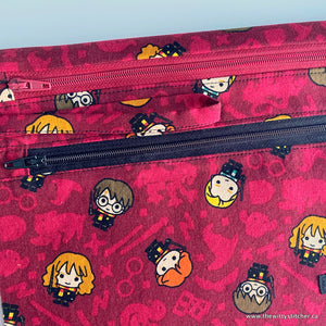 LAST CALL! Zippered Fabric Pouch - RED HP LITTLE MEN - ONLY 1 Double Zip LEFT!