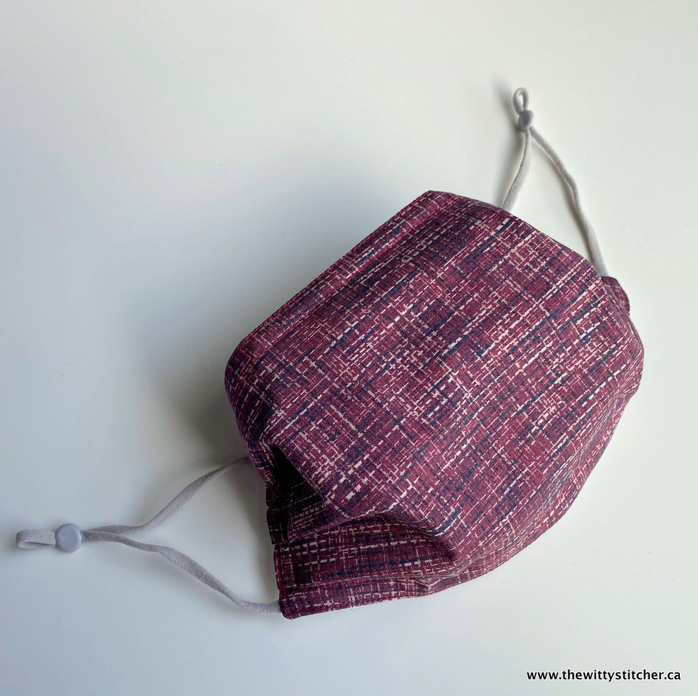 TWEED Cotton Face Mask - MERLOT