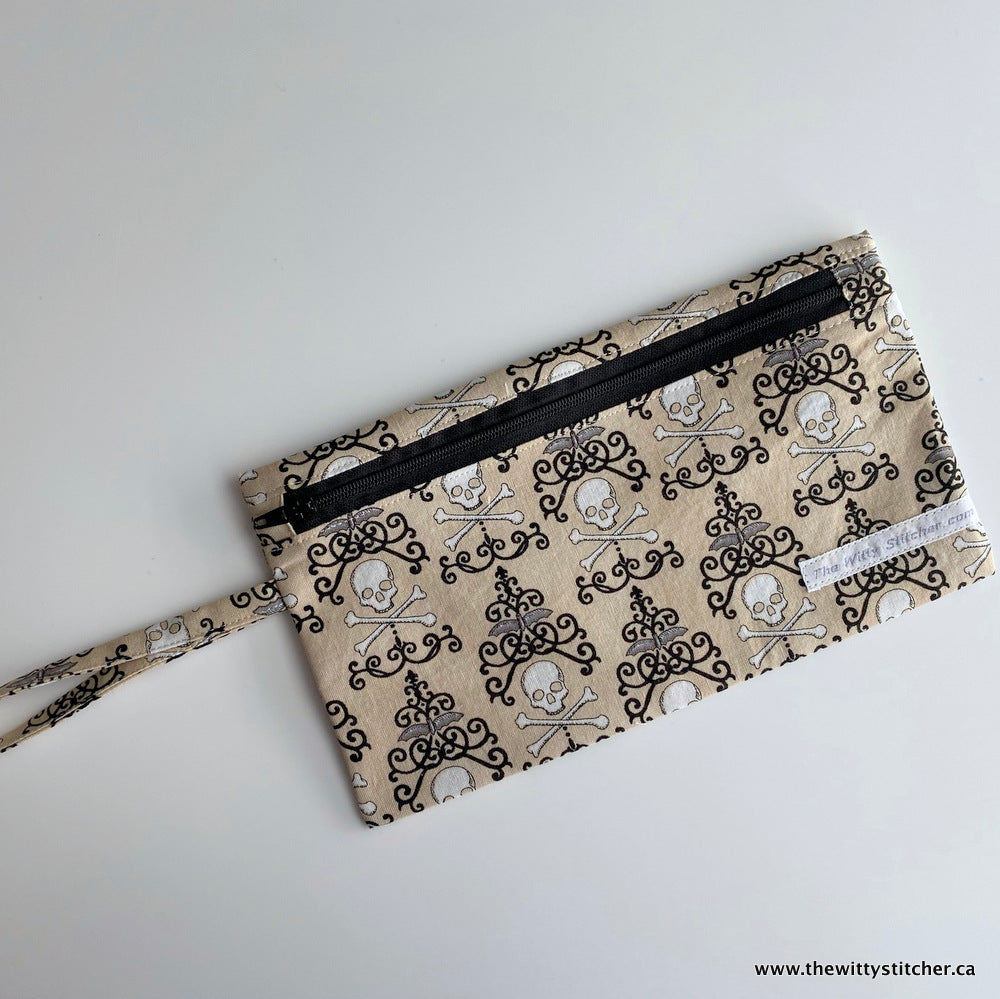 Zippered Fabric Pouch SKULL & CROSS BONES