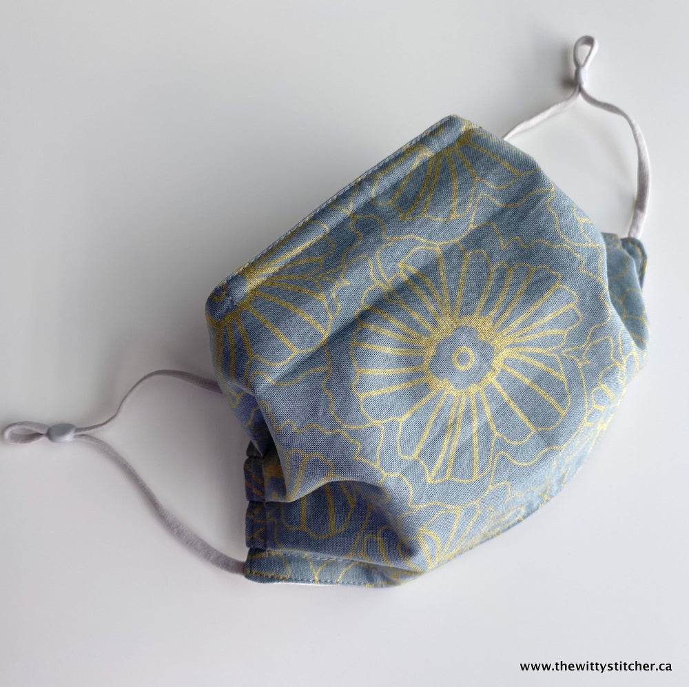 LAST CALL! FLORAL Cotton Face Mask - GREY GOLD FLORAL - Only 4 Left!
