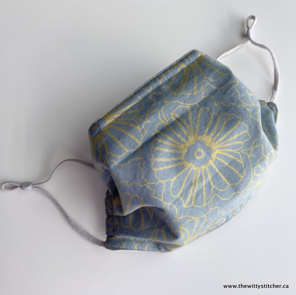 LAST CALL! FLORAL Cotton Face Mask - GREY GOLD FLORAL - Only 4 Left!