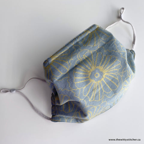 LAST CALL! FLORAL Cotton Face Mask - GREY GOLD FLORAL - Only 4 Left!