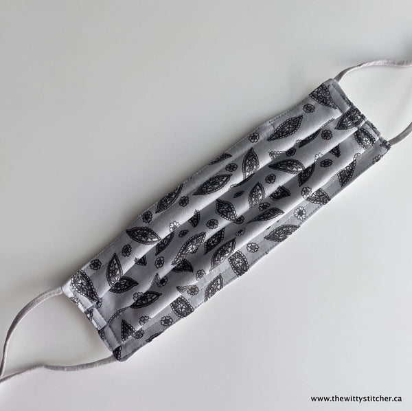 NOVELTY Cotton Face Mask - GREY PAISLEY