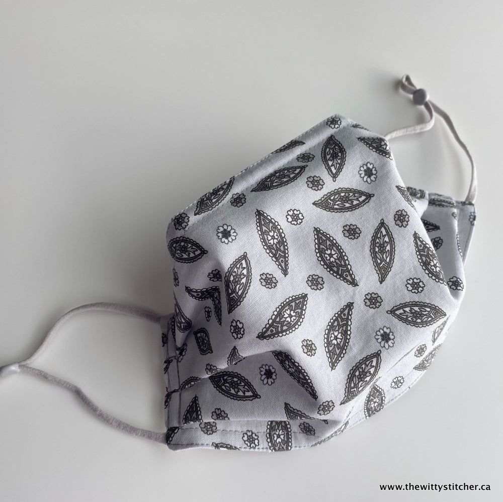 NOVELTY Cotton Face Mask - GREY PAISLEY