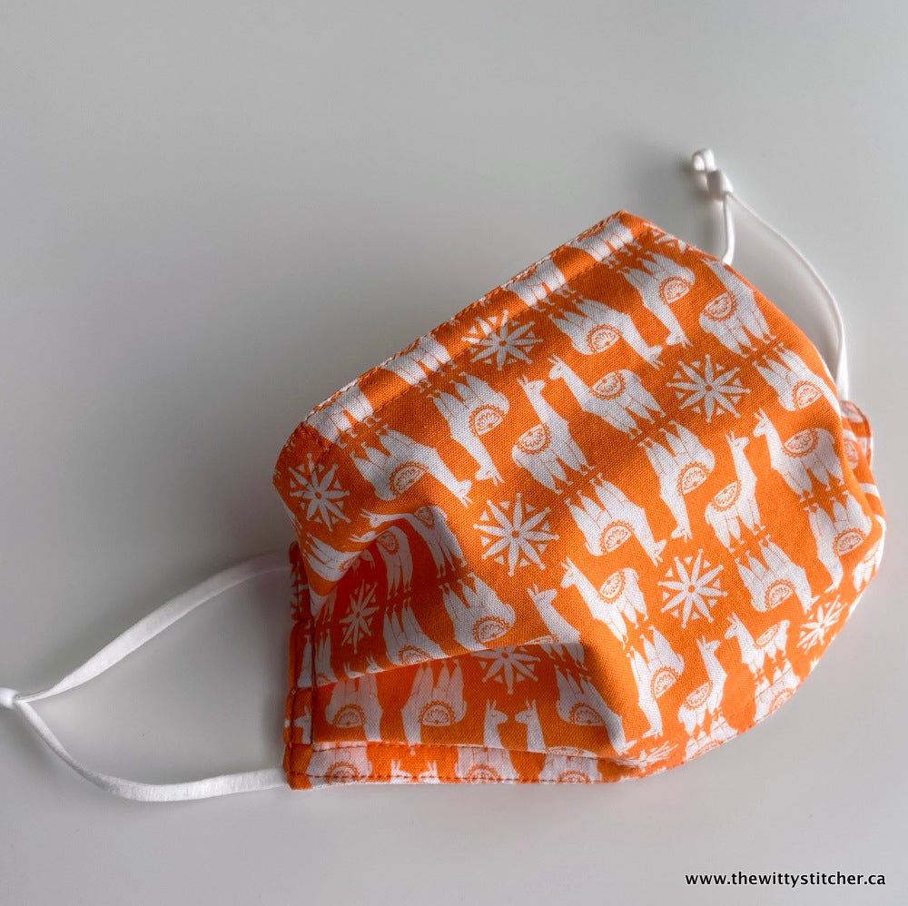 ANIMALS Cotton Face Mask - ORANGE LLAMAS