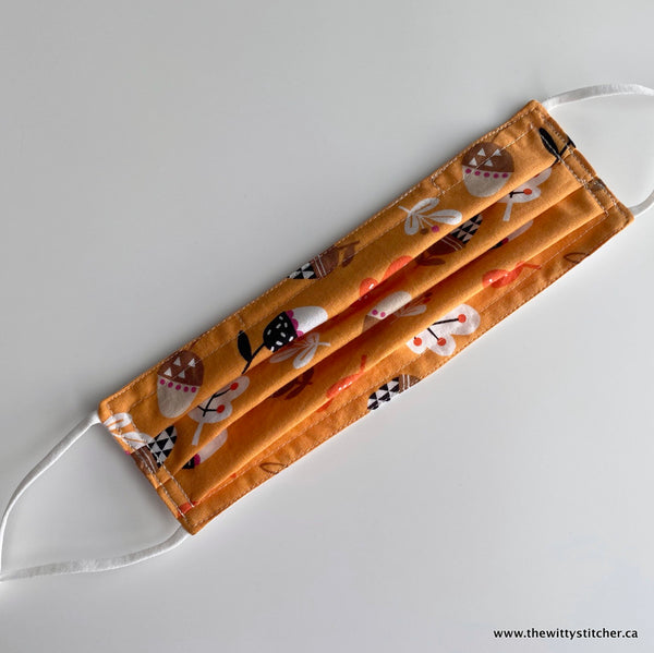 SEASONS Cotton Face Mask - ORANGE ACORNS