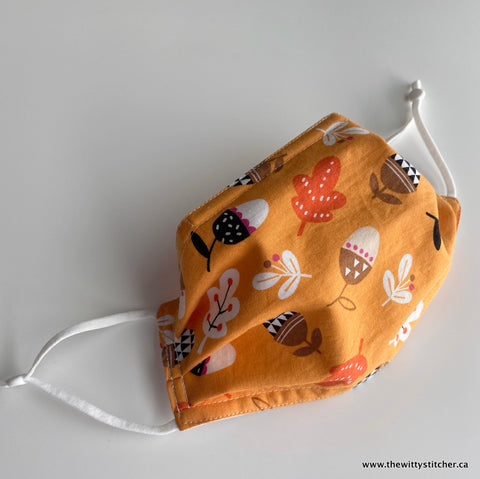SEASONS Cotton Face Mask - ORANGE ACORNS