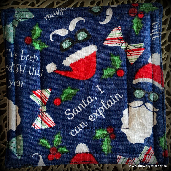 Reversible Quilted Cotton Coaster Sets - NAUGHTY or NICE?
