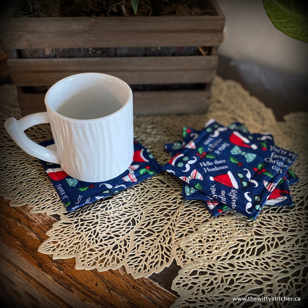 Reversible Quilted Cotton Coaster Sets - NAUGHTY or NICE?