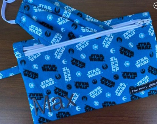 LAST CALL! Zippered Fabric Pouch - BLUE GALACTIC - Only 1 Single Zip Left!