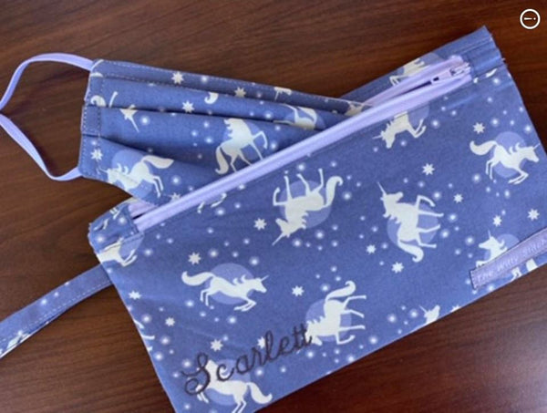 LAST CALL! Zippered Fabric Pouch - GLOW-IN-THE-DARK UNICORNS - Only 4 LEFT!