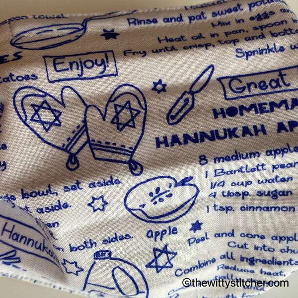 HOLIDAY Cotton Face Mask - HANNUKAH RECIPES
